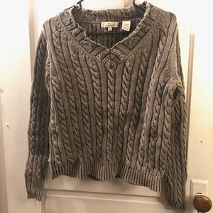 Vintage Green V-Neck Cotton Sweater
